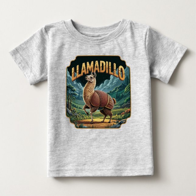 Llamadillo Illustration Combo Creature Funny Baby T-shirt (Vorderseite)
