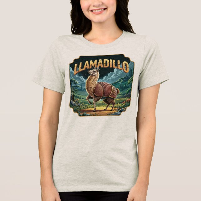 Llamadillo Illustration Combo Creature Funny Tri-Blend Shirt (Vorderseite)