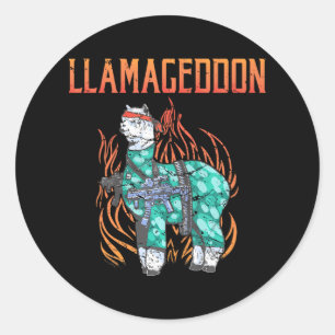 Llamageddon Alpaca Llama Lover Runder Aufkleber
