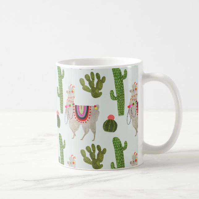 Llamarama Collection | Kakteen & Llama Muster Kaffeetasse (Rechts)