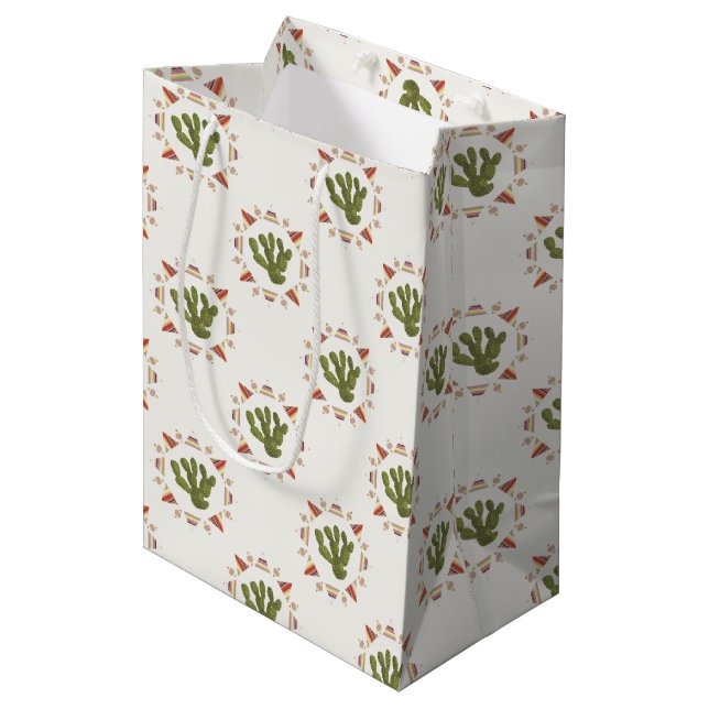 Llamarama Collection | Kaktus Circle Mittlere Geschenktüte (Vorderseite Schrägansicht)