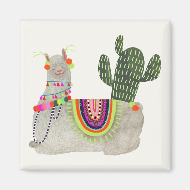Llamarama Collection | Llamas lächeln Magnet (Vorne)