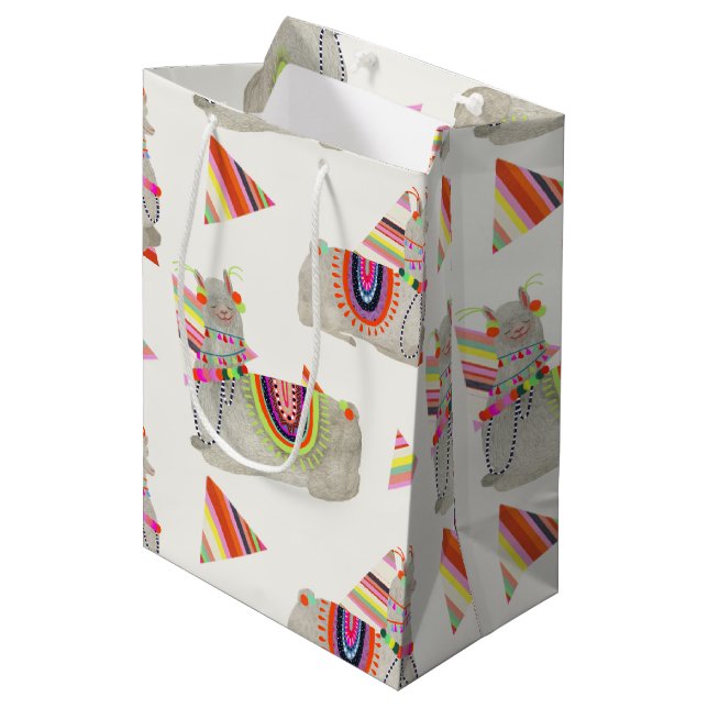 Llamarama Collection Muster II Mittlere Geschenktüte (Vorderseite Schrägansicht)