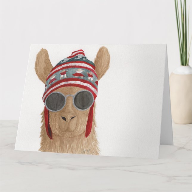 Llamas à Shades : Carte de voeux de juillet 8,5"x1 (Devant)
