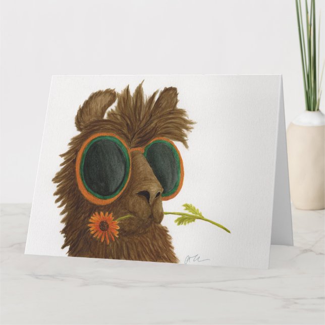 Llamas à Shades : Carte de voeux de mai 8,5"x11" (Devant)