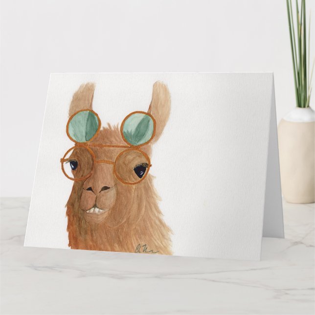 Llamas à Shades : Carte de voeux de septembre 8.5" (Devant)