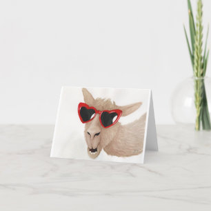 Llamas à Shades : Février Carte de voeux 4"x5.6"