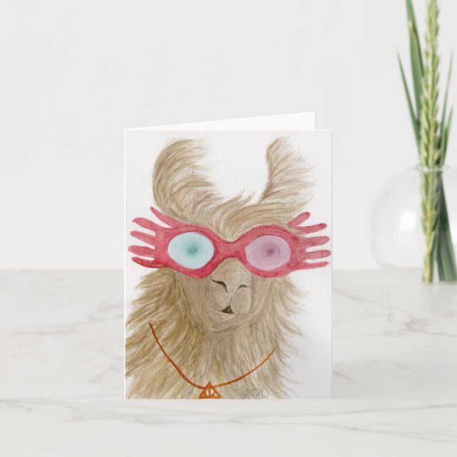Llamas à Shades : octobre Carte de voeux 4"x5.6" (Devant)