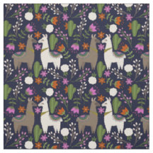 Llamas, Blume und Kakteen on Navy