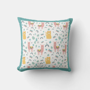 Llamas Cats Alapaca Grüne Tiere Boho Kissen