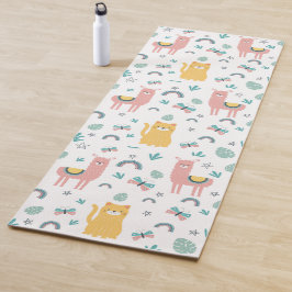Llamas Cats Alapaca Grüne Tiere Boho Yogamatte