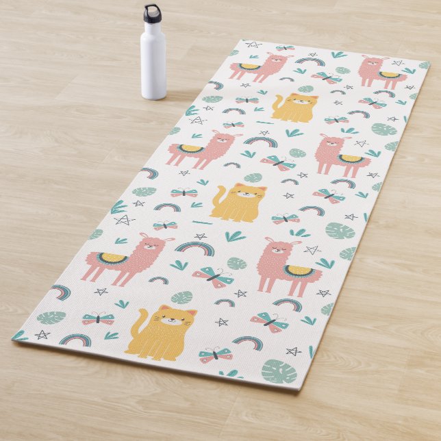 Llamas Cats Alapaca Grüne Tiere Boho Yogamatte (Beispiel)