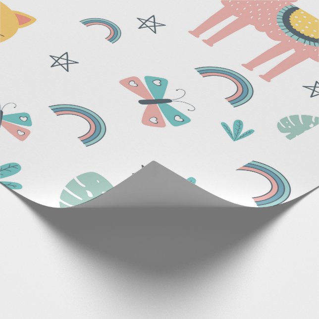 Llamas Cats Alapaca Pink Girly Animals Boho Geschenkpapier (Ecke)