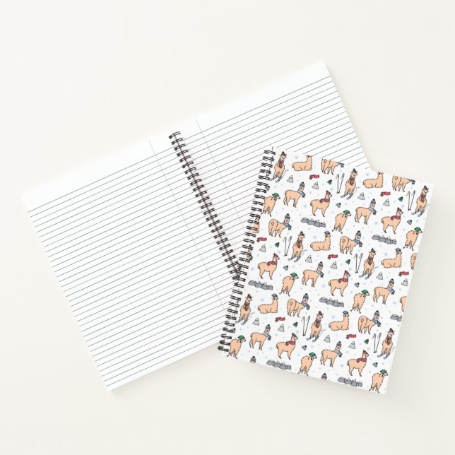Llamas in Hats & Skarven Skigebiet Muster Notizbuch (Innenseite)