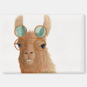 Llamas in Shades: September Magnet 3.5"x2.5"