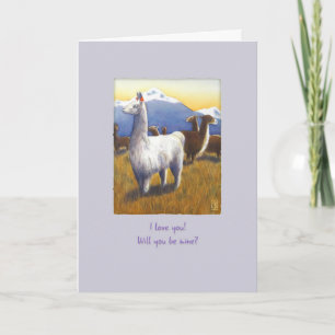 Llamas on Light Mauve Valentine Card Karte