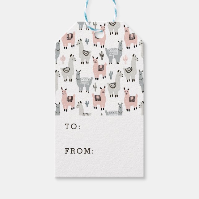 Llamas Pattern lächeln Geschenkanhänger (Vorderseite)