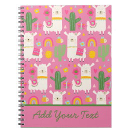 Llamas Rainbows Green Cactus Light Girly Pink Nied Notizblock