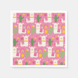 Llamas Rainbows Green Cactus Light Girly Pink Nied Serviette
