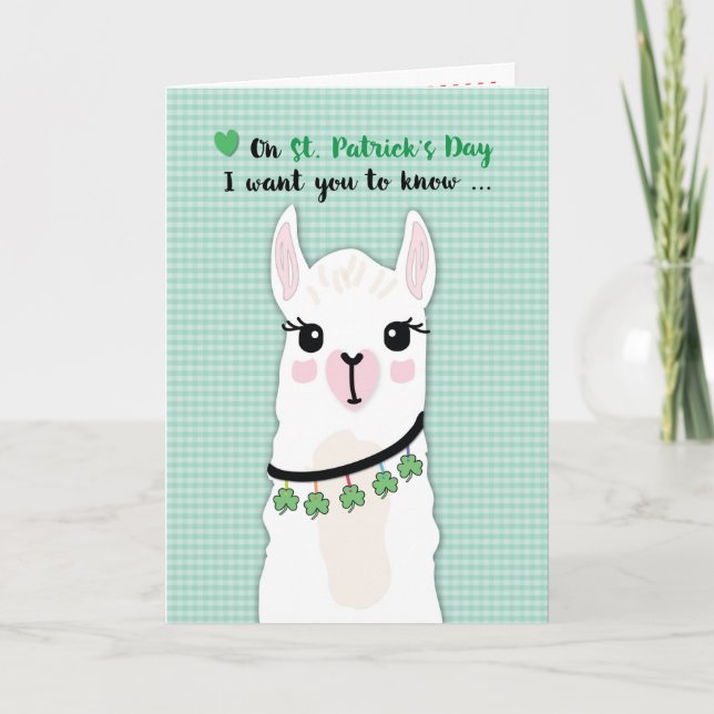Llamas St. Patricks Day Kleeblatts Karte (Vorderseite)