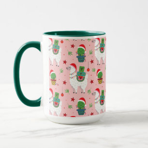 Llamas und Cacti Weihnachtsmuster Tasse
