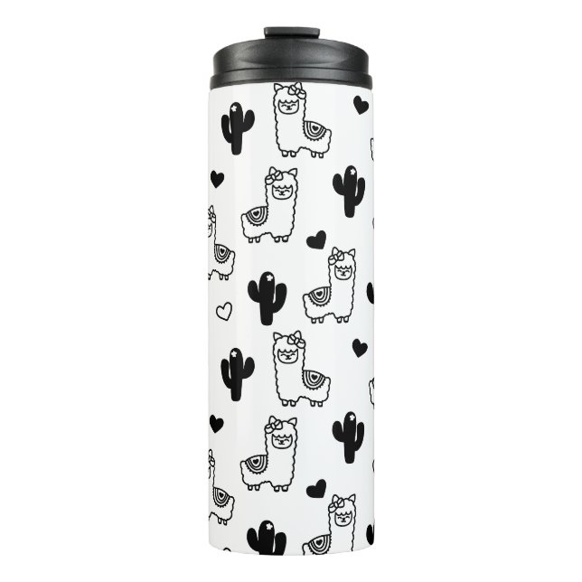Llamas und Cactus Tumbler, insulated Tumbler Thermosbecher (Vorderseite)