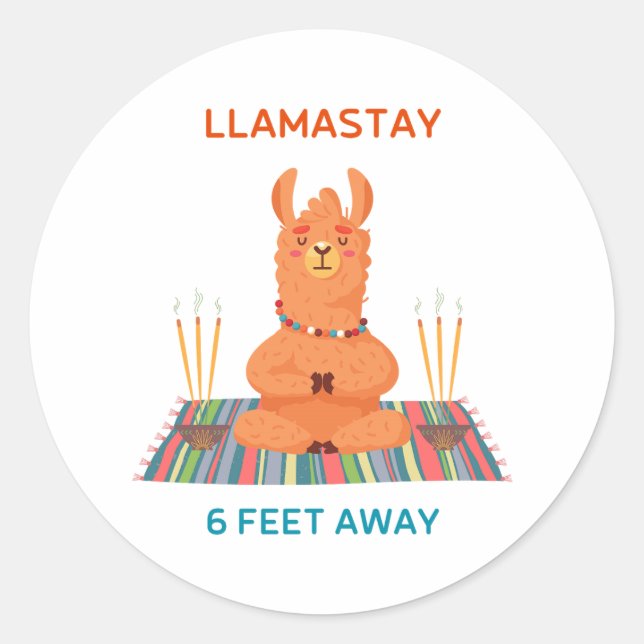 Llamastay 10 Meter weit Pun Round Sticker (Vorderseite)
