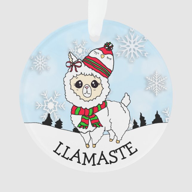 Llamaste La La La La Lama zwei Seiten Weihnachten Ornament (Vorderseite)