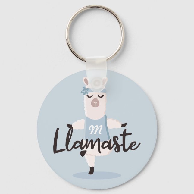 Llamaste Niedlich Blue Llama Yoga Character Monogr Schlüsselanhänger (Vorderseite)