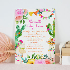 Llamaste Yoga Llama Mexican Colorful Baby Shower Einladung