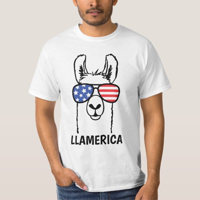 Llamerica, lustiges Lllama Shirt, 4. von Juli, USA T-Shirt (Vorderseite)