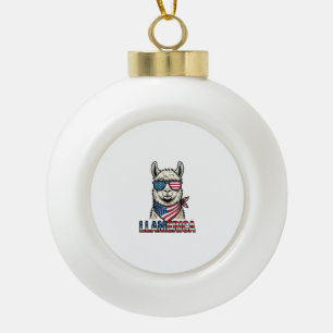Llamerica Patriotischer Lama Vintage Vektor Design Keramik Kugel-Ornament