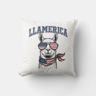 Llamerica Patriotisches Lama Vintage Gravur T-Shir Kissen