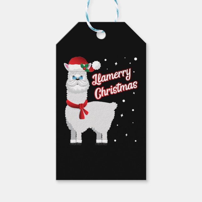 Llamerry Merry Christmas Llama Santa Claus Geschenkanhänger (Vorderseite)