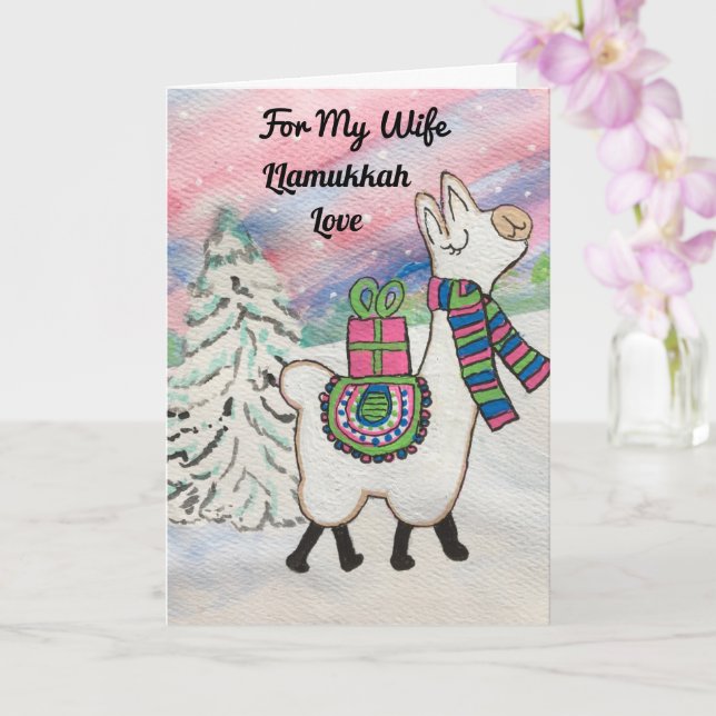 Llamukkah für meine Ehefrau glücklich Hanukkah Url Karte (Orchidee)