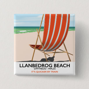 Llanbedrog Beach, Gwynedd Wales Küstenposter Button