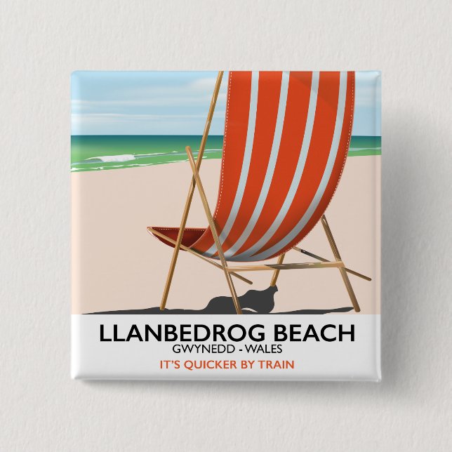 Llanbedrog Beach, Gwynedd Wales Küstenposter Button (Vorderseite)