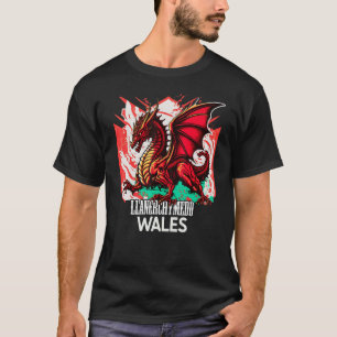 Llanerchymedd Wales Welsh Flag Y Ddraig Goch Drago T-Shirt