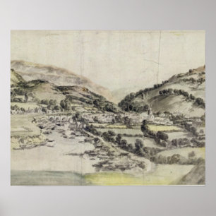 Llangollen-Tal (mit Papier) Poster