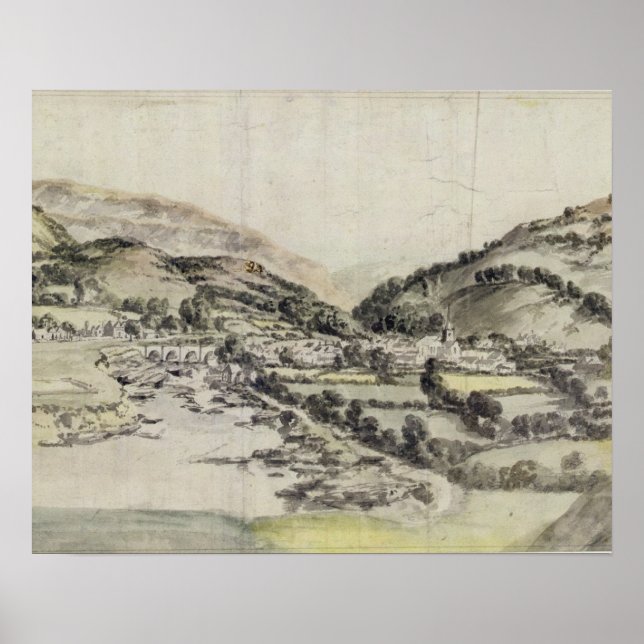 Llangollen-Tal (mit Papier) Poster (Vorne)