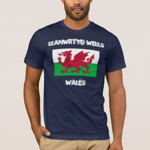 Llanwrtyd Wells, Wales mit walisischer Flagge T-Shirt