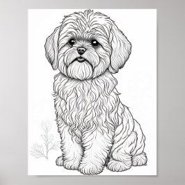 Llasa Apso Dog Aduloring Poster
