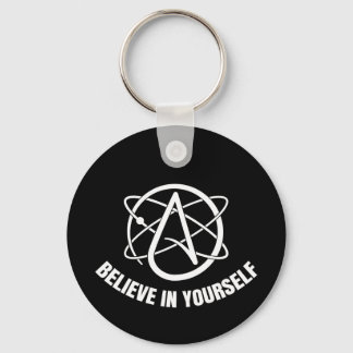Llavero metálico circular de ateísmo y ciencia. schlüsselanhänger