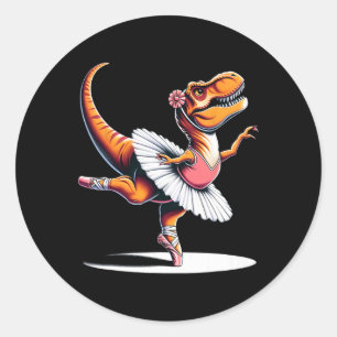 Llerina T-Rex tanzt  Runder Aufkleber