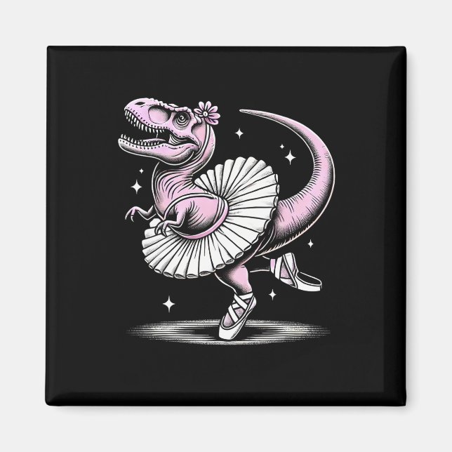 Llet Dancing T-rex In Tutu And Slippers  Magnet (Vorne)