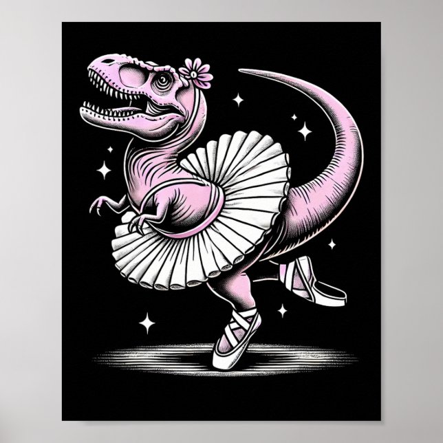 Llet Dancing T-rex In Tutu And Slippers  Poster (Vorne)