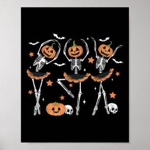 Llet Pumpkin Skeleton Beängstigend Halloween Men W Poster