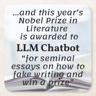 LLM Chatbot Nobelpreisträger für Literatur Rechteckiger Pappuntersetzer