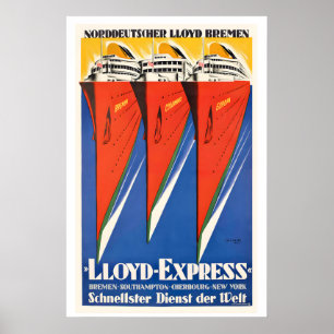 Lloyd Express Norddeutscher Lloyd Bremen Schnellst Poster