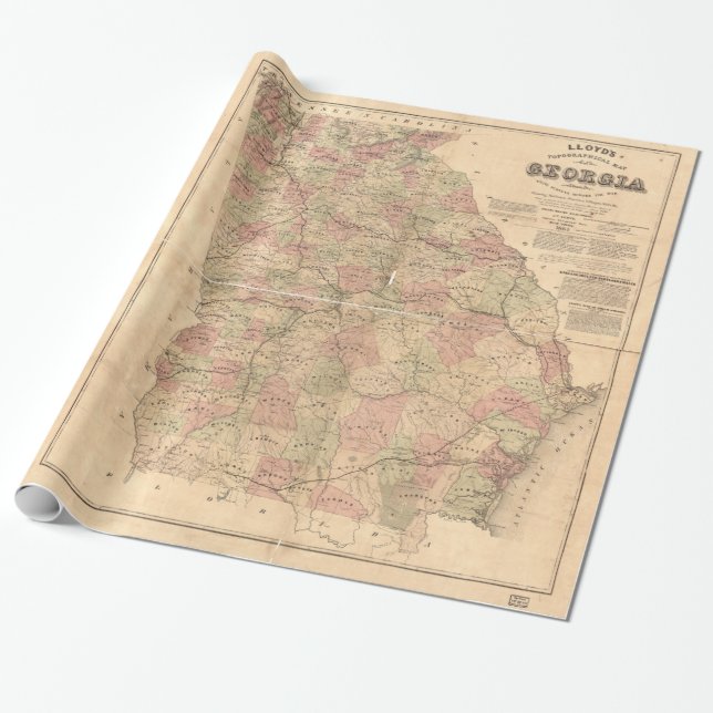 Lloyd topographische Karte von Georgia (1864) Geschenkpapier (Ungerollt)
